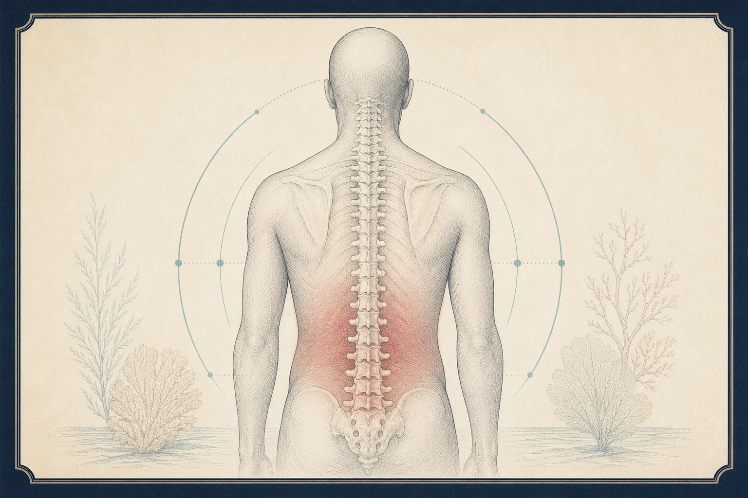 Calm patient education illustration for Back pain