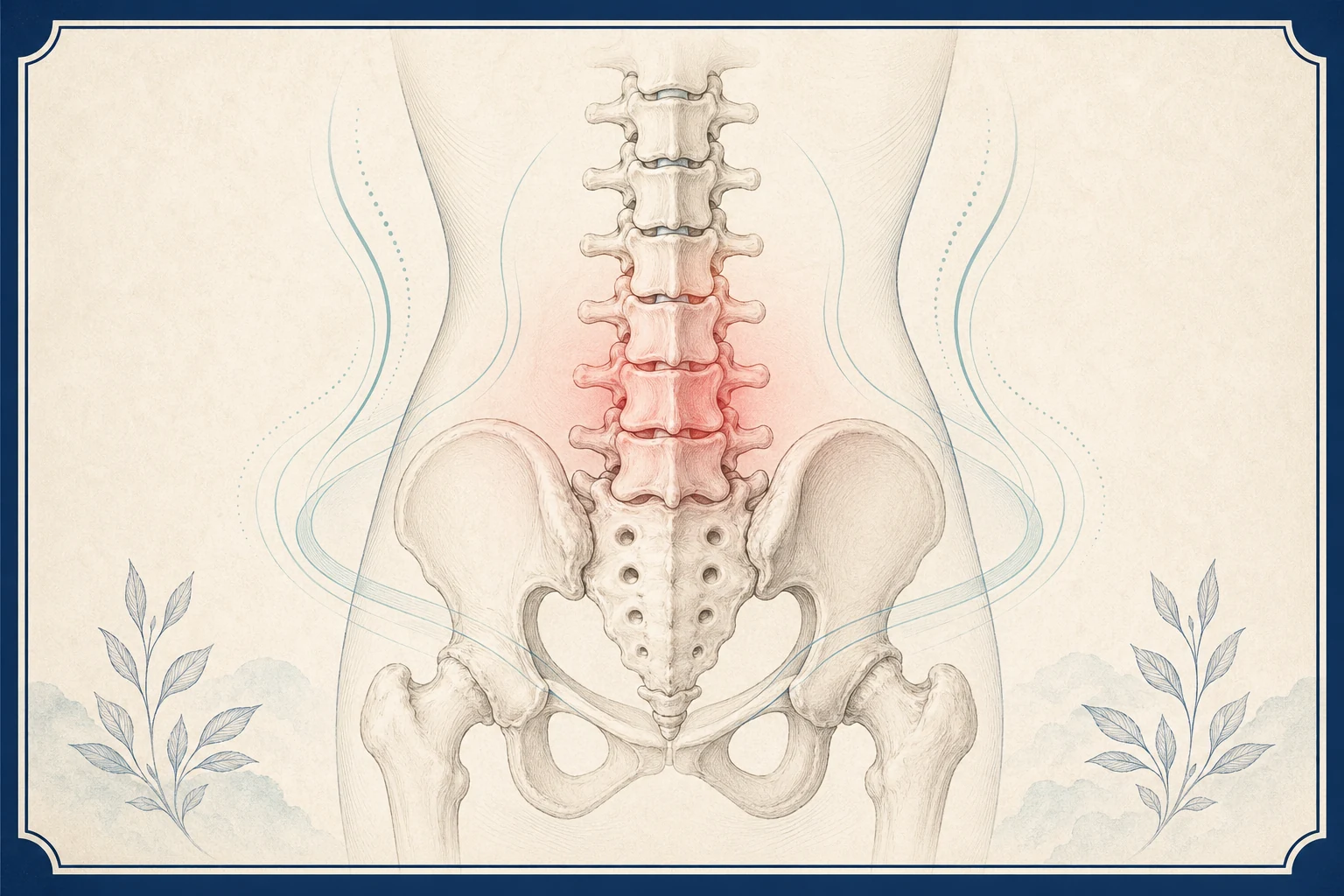 Calm patient education illustration for Lower back pain
