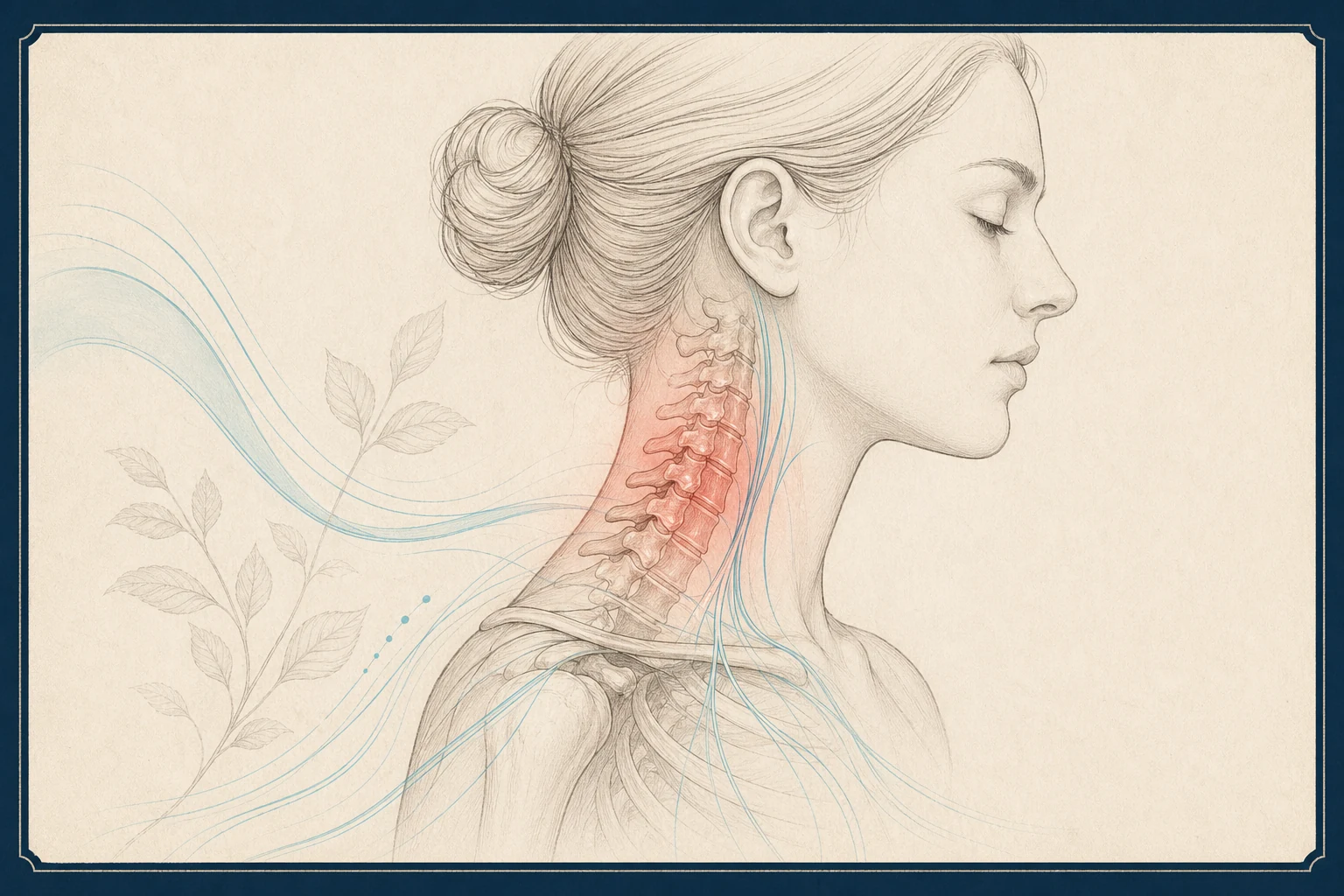 Calm patient education illustration for Neck pain