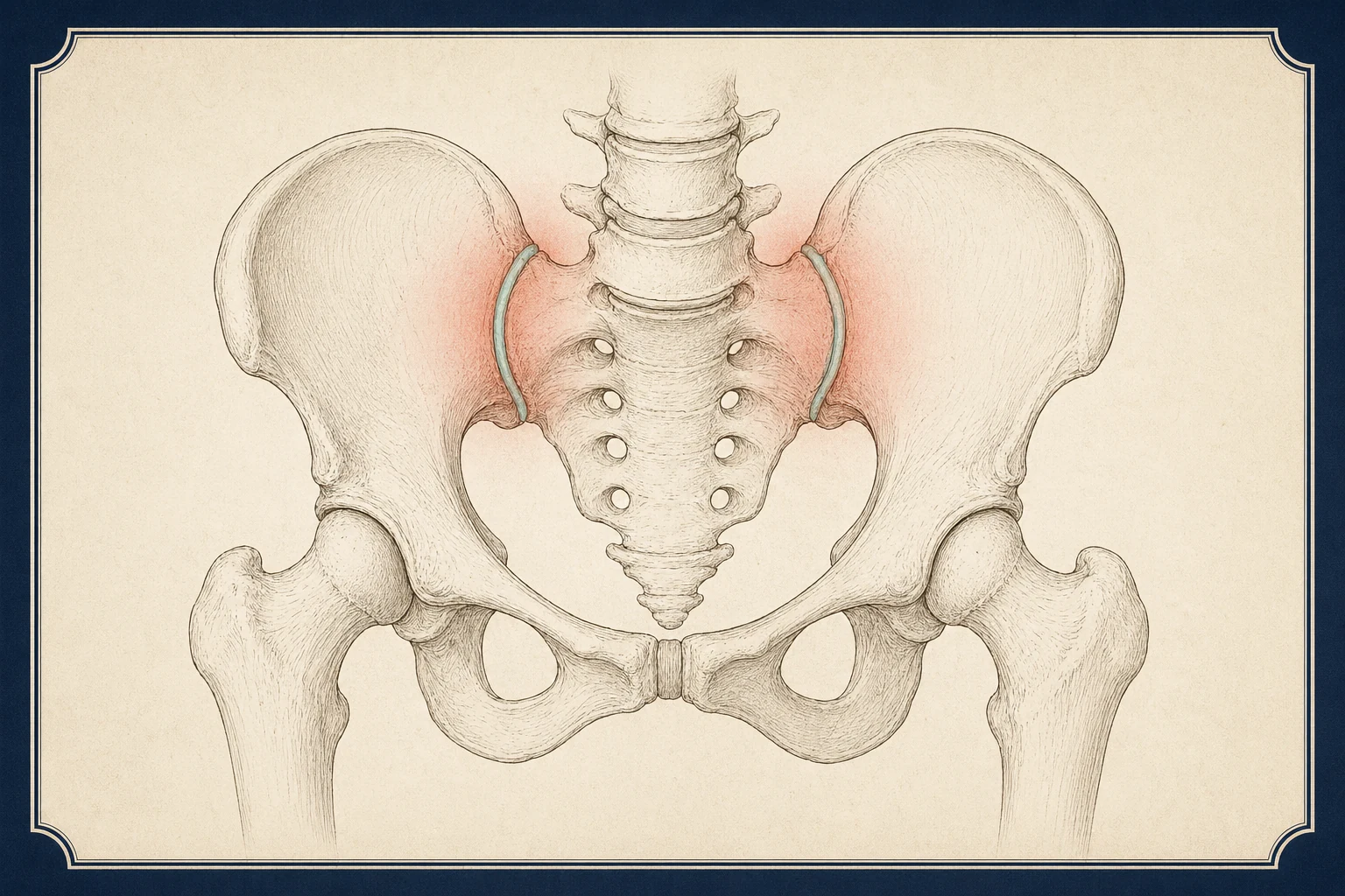 Calm patient education illustration for Sacroiliac joint pain
